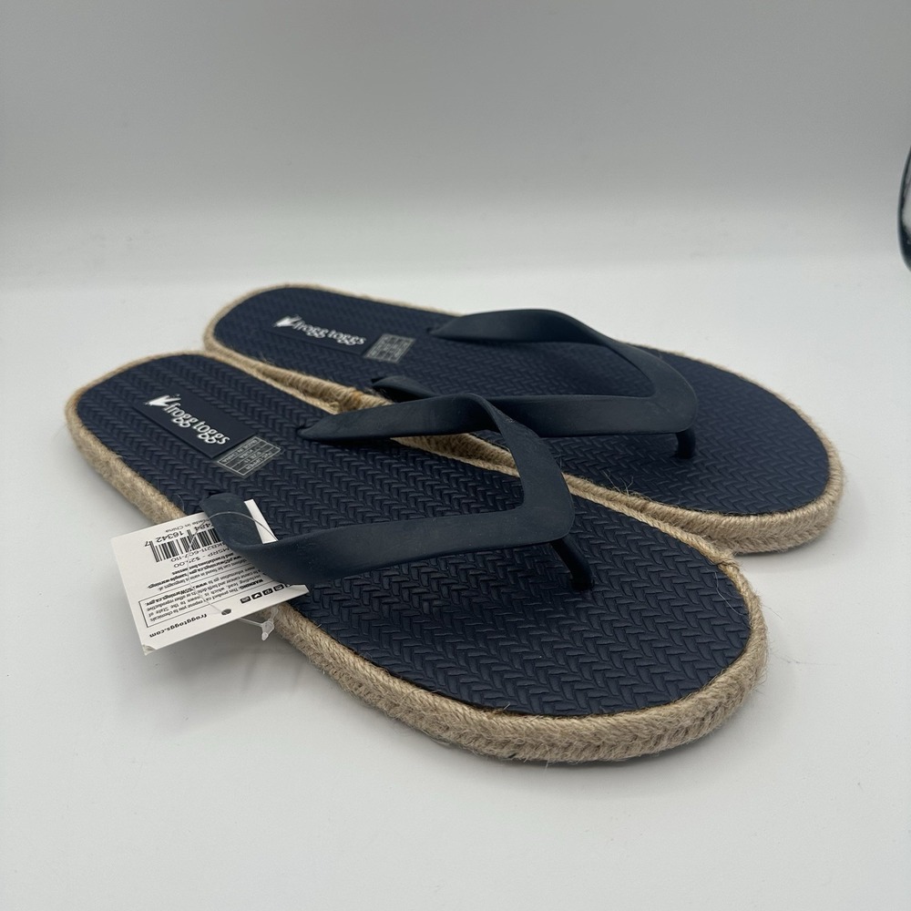 Frogg Toggs Kuba Sandals Mens 10 Navy Rope Sole Casual Beach Thong Flip-Flops - Picture 4 of 7